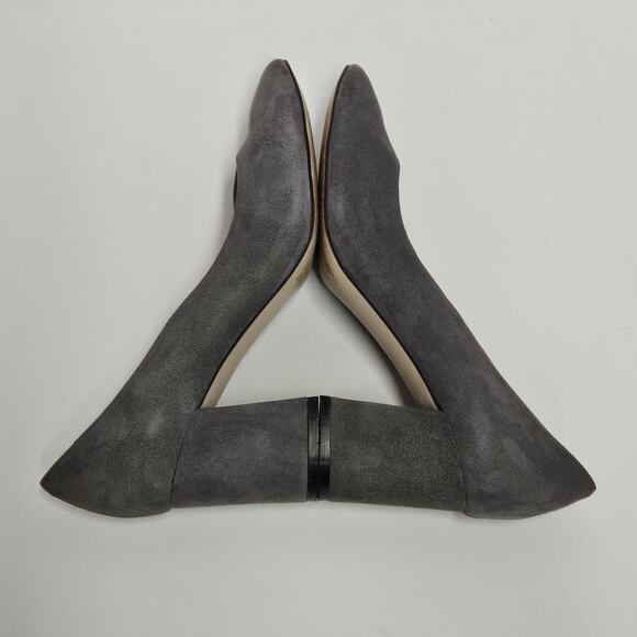Gray Suede Johnston & Murphy Wrapped Block‎ Heel Pointy Toe Pumps Size 8M - Picture 5 of 9